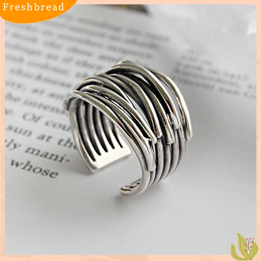 < Freshbread > Warna Perak Kerajinan Halus Wanita Cincin Alloy Vintage Berlapis Pembukaan Jari Cincin Perhiasan Alat Ekstra