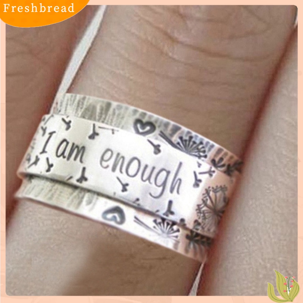 &lt; Freshbread &gt; I am Enough Letter Handmade Vintage Cincin Cinta Setia Pria Wanita Fashion Perhiasan