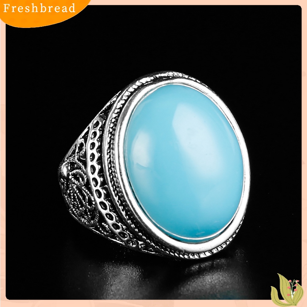 &lt; Freshbread &gt; Retro Oval Buatan Batu Akik Ukir Wanita Jari Cincin Pesta Pernikahan Perhiasan Hadiah