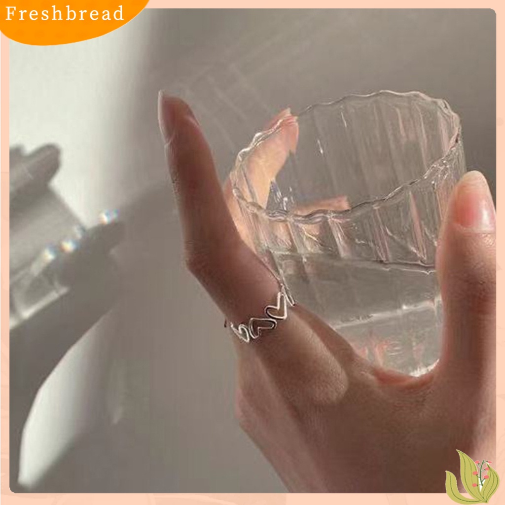 &lt; Freshbread &gt; Cincin Jari Berongga Keluar Plating Jantung Perhiasan Pembukaan Cincin Yang Dapat Disesuaikan Hadiah Hari Kasih Sayang