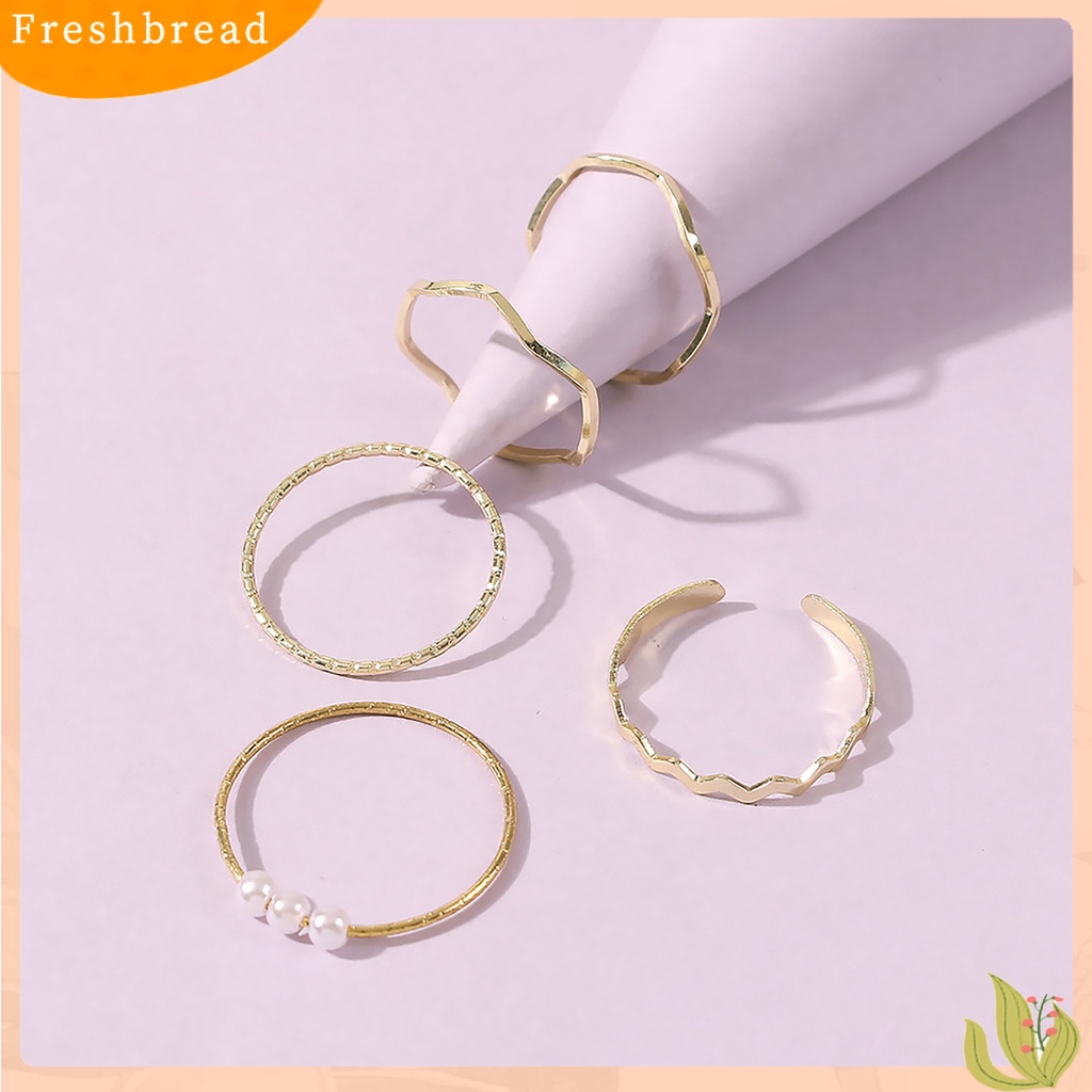 &lt; Freshbread &gt; 5Pcs/set Wanita Stackable Berlian Imitasi Gelombang Tipis Midi Cincin Buku Jari Cincin Perhiasan Aksesori