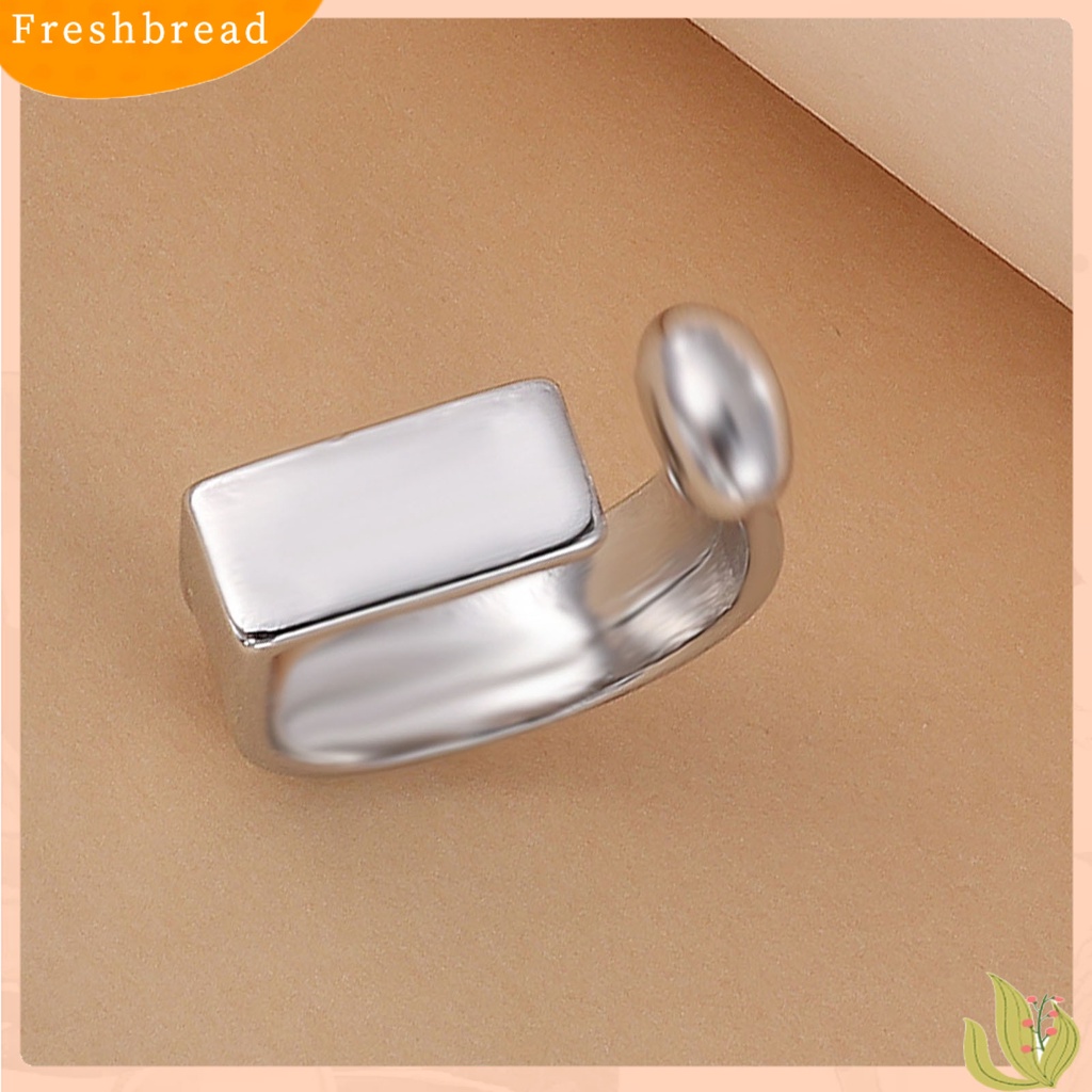 &lt; Freshbread &gt; Lebar Sederhana Paduan Unisex Cincin Berbentuk U Cincin Jari Terbuka Aksesori Perhiasan