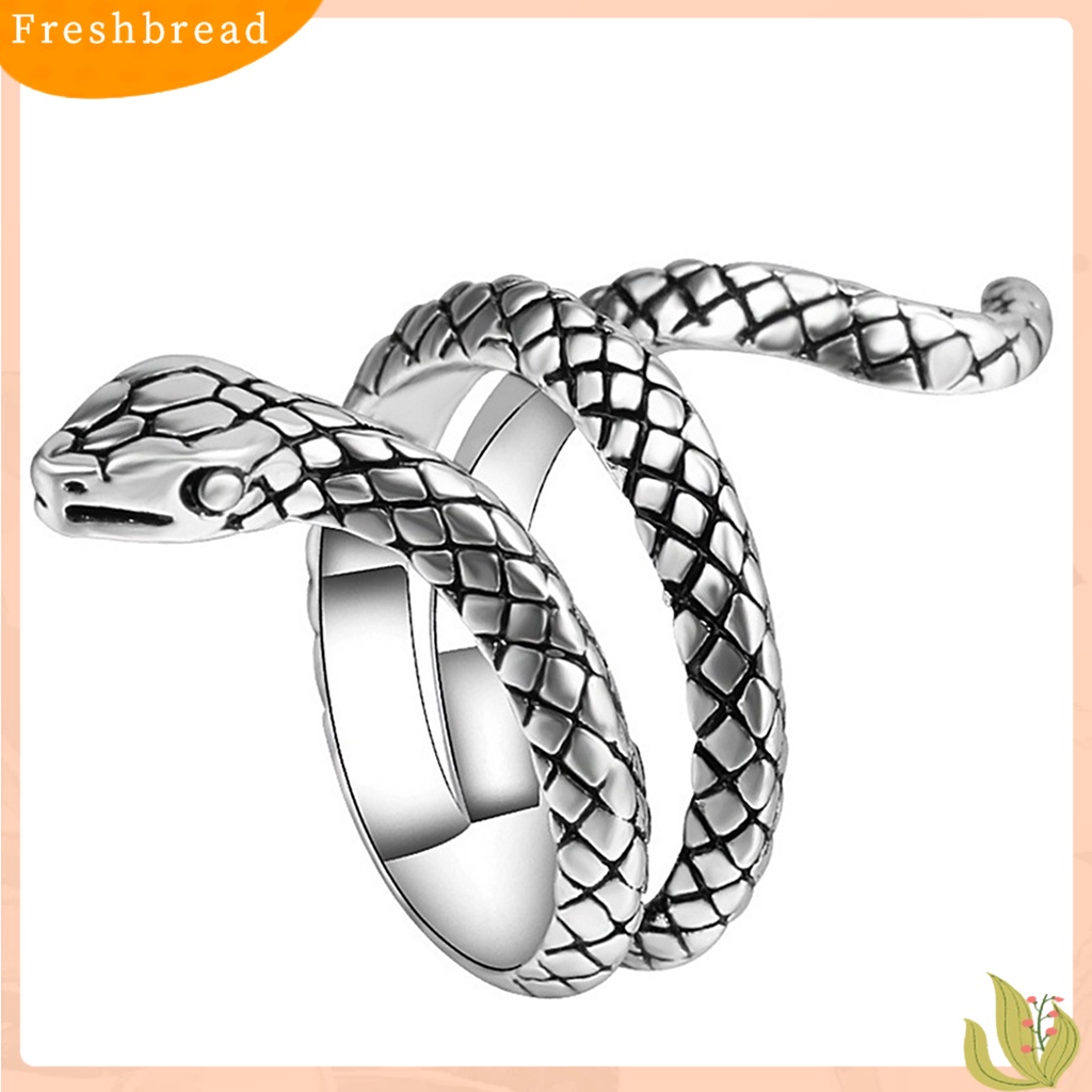 &lt; Freshbread &gt; Cincin Jari Bentuk Ular Perhiasan Hadiah Alloy Punk Cobra Bentuk Ular Ring Untuk Pesta