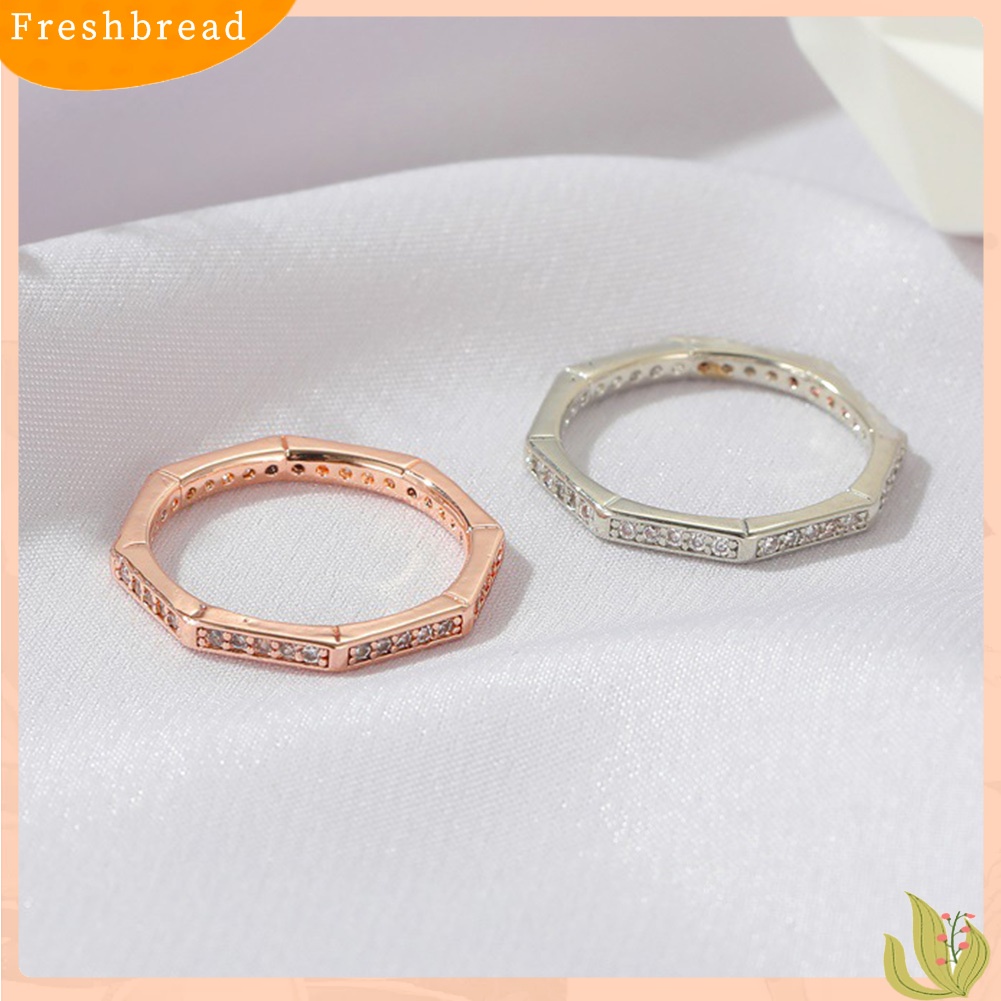 &lt; Freshbread &gt; Pria Wanita Gaya Sederhana Poligon Bentuk Geometris Berlian Imitasi Cincin Perhiasan Hadiah