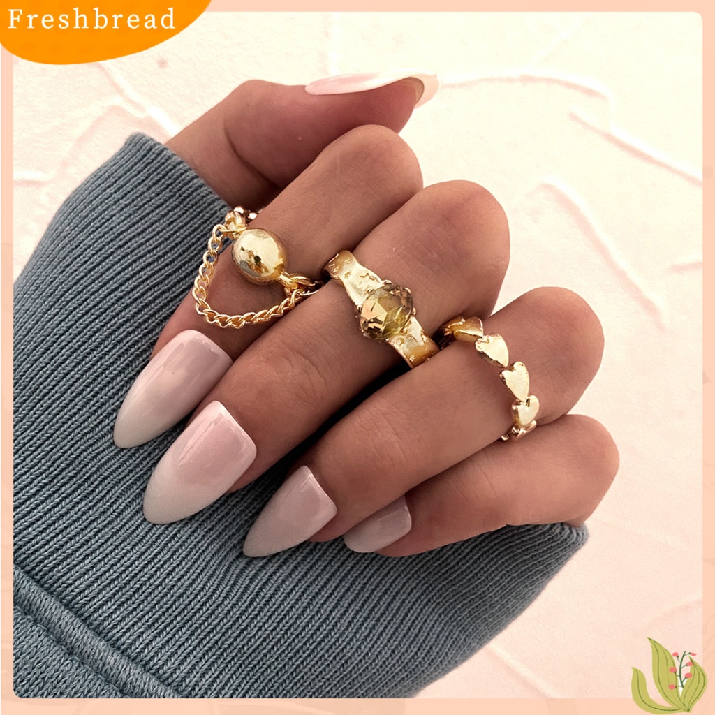 &lt; Freshbread &gt; 3 Pcs/5 Pcs Knuckle Rings Hollow Keluar Jantung Alloy Stackable Opening Rings Aksesoris Perhiasan