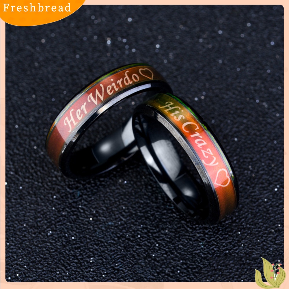 &lt; Freshbread &gt; His Crazy Her Weirdo Berubah Warna Titanium Couple Rings Perhiasan Ornamen Hadiah