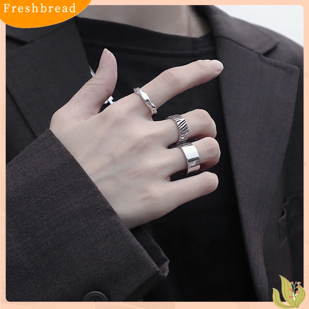 < Freshbread > Lebar Poles Electroplating Halus Pria Cincin Sederhana Baja Titanium Terbuka Jari Band Perhiasan Aksesoris