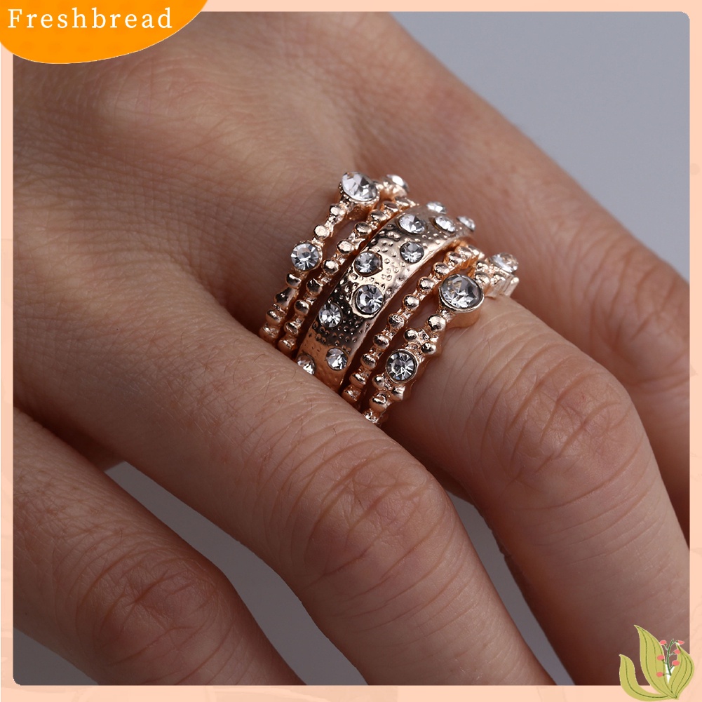 &lt; Freshbread &gt; 5Pcs/Set Vintage Bohemian Rhinestone Beads Charm Knuckle Midi Cincin Perhiasan Set