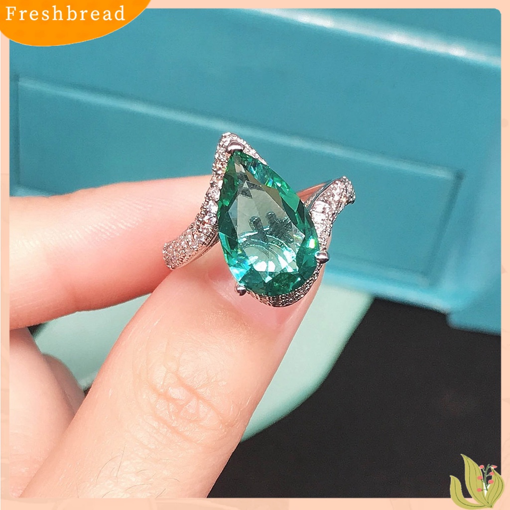 &lt; Freshbread &gt; Cincin Unisex Pear-Berbentuk Terbuka Perhiasan Geometri Indah Jari Cincin Perhiasan Aksesoris