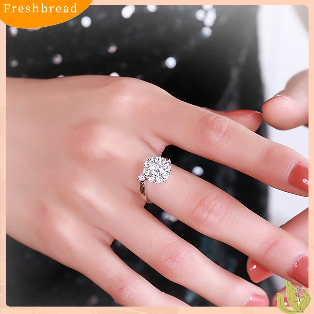 &lt; Freshbread &gt; Wanita Beruntung Kubik Zirkon Terbuka Berputar Jari Cincin Pesta Perhiasan Aksesori Hadiah
