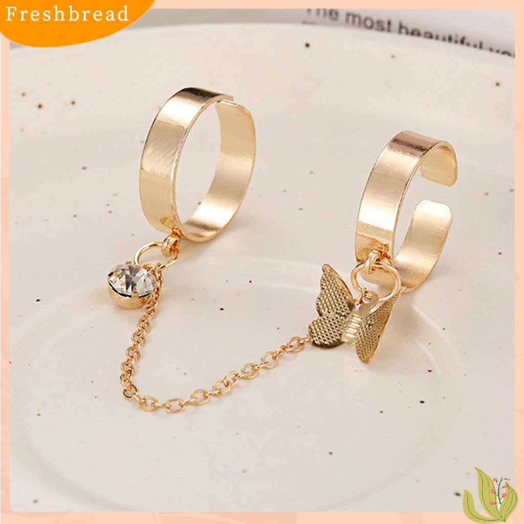 &lt; Freshbread &gt; Wanita Circlet Set Pembukaan Adjustable Alloy Berlian Imitasi Kilau Terang Knuckle Ring Set Perhiasan