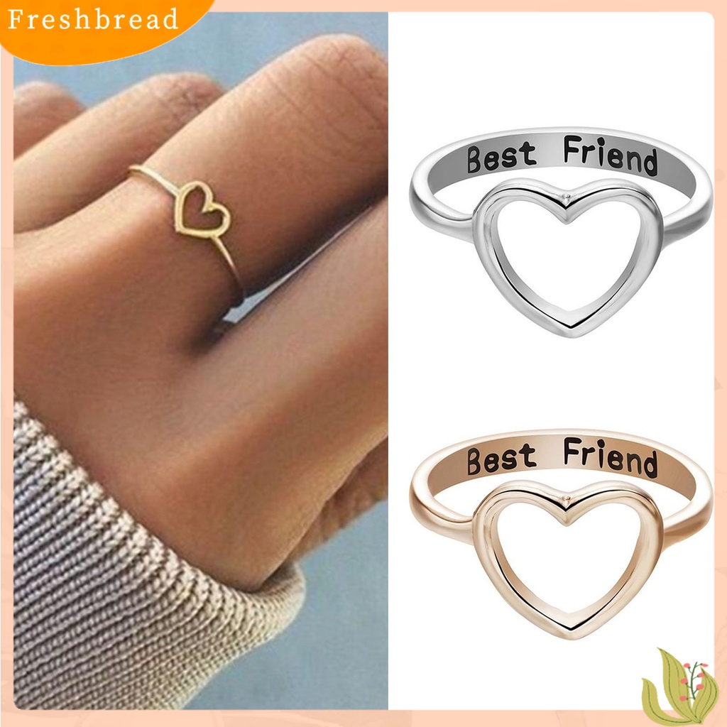 &lt; Freshbread &gt; Cincin Wanita Tahan Aus Desain Simple Bahan Alloy Hollow Bentuk Hati Jari Ring Untuk Pesta