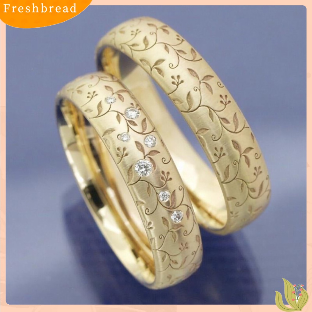 &lt; Freshbread &gt; Cincin Jari Bunga Ukir Elegan Pengerjaan Indah Pasangan Cincin Band Ukiran Untuk Hadiah