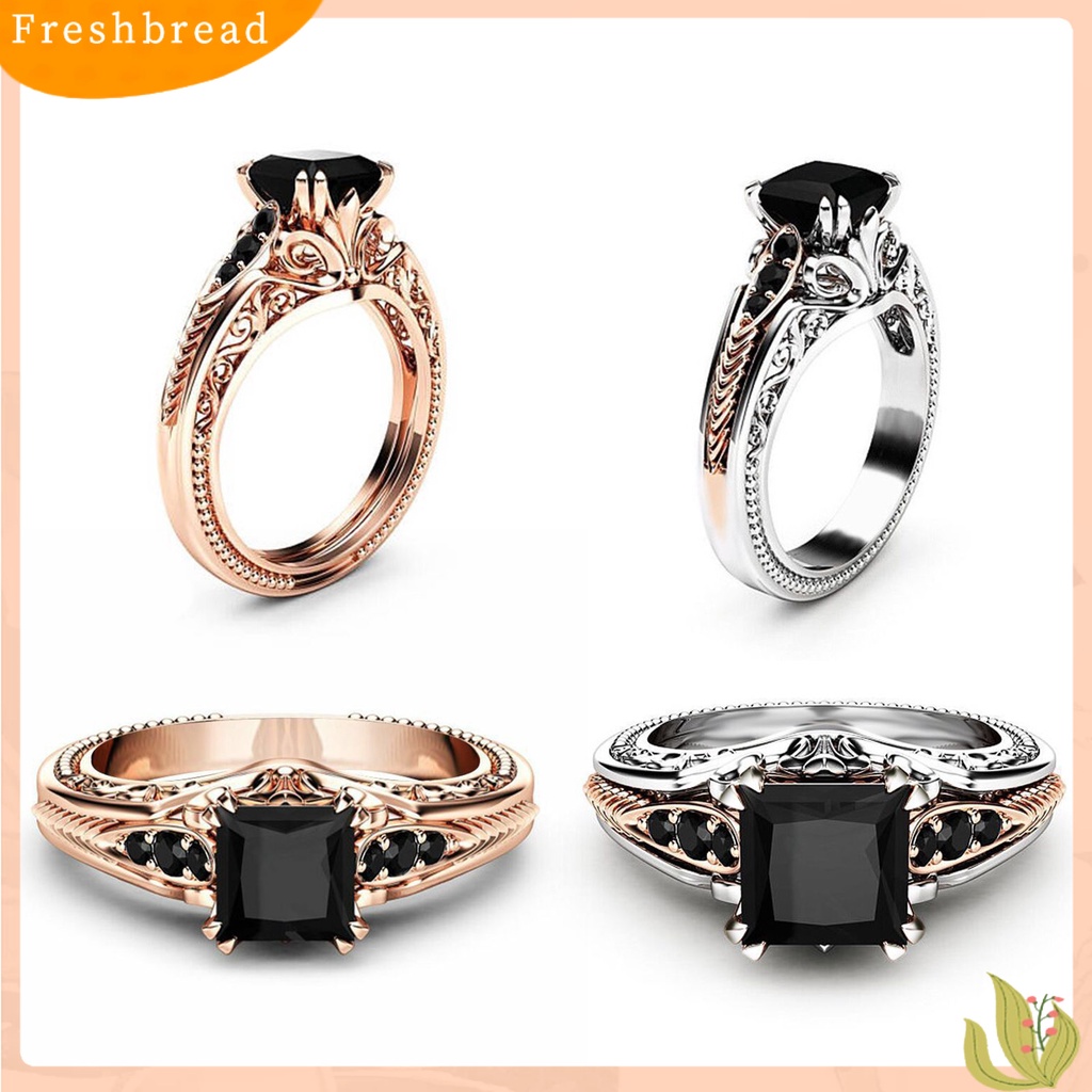 &lt; Freshbread &gt; Cincin Wanita Trendi Persegi Cubic Zirconia Tidak Mudah Pecah Aksesoris Cincin Jari Elegan Untuk Perjamuan