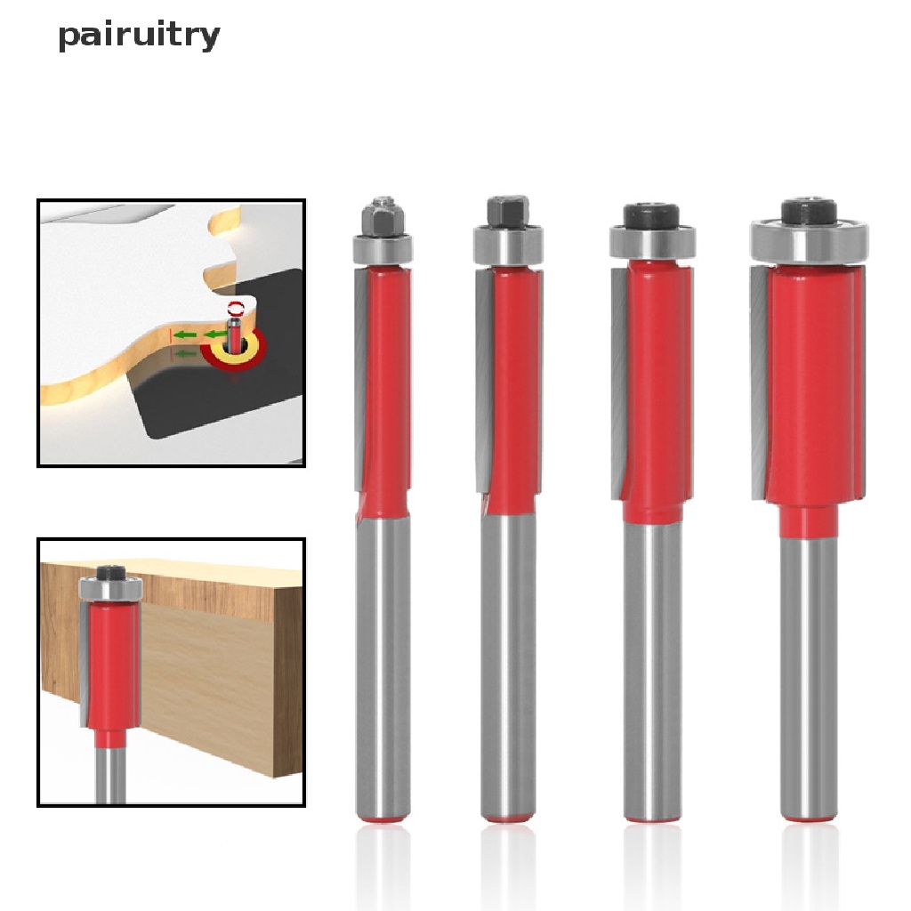 Prt 6mm 1per4 &quot;Mata Router Flush Trim End Mill Untuk Kayu Dipanjangkan Trimming Cutt PRT