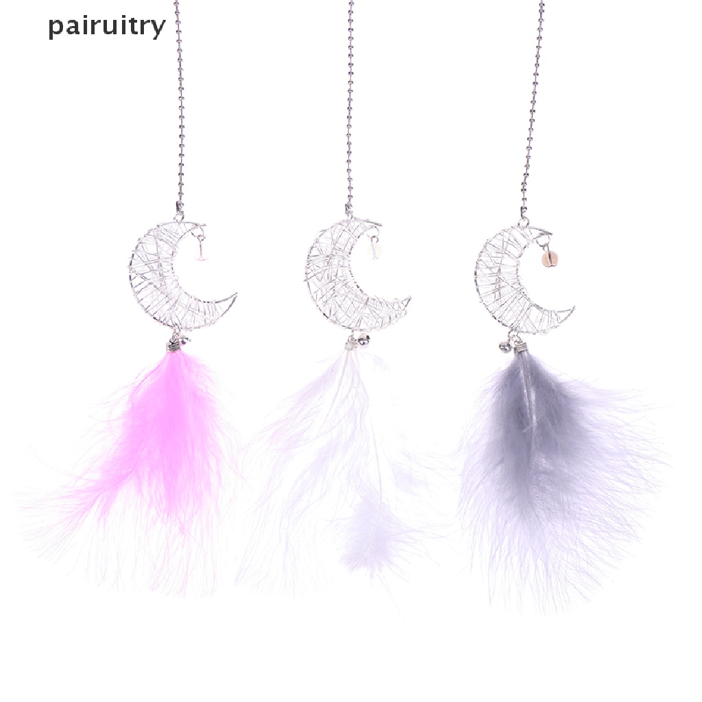 Prt Starry Sky Moon Dream Catcher Mobil Liontin Lonceng Angin Hiasan Bulu PRT