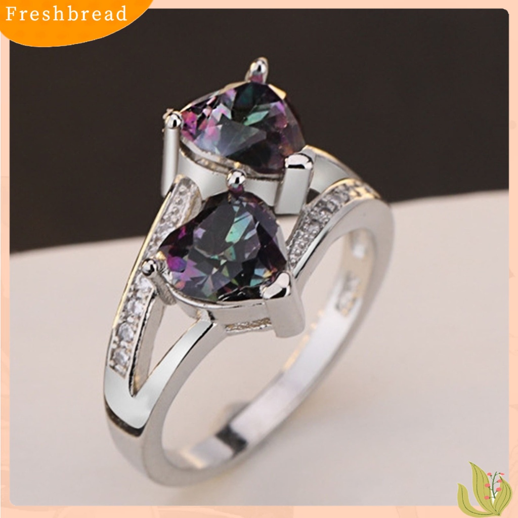 &lt; Freshbread &gt; Cincin Alloy Portable Ringan Dekorasi Jari Logam Kecil Cinta Bentuk Hati Cincin Tunangan Untuk Wanita