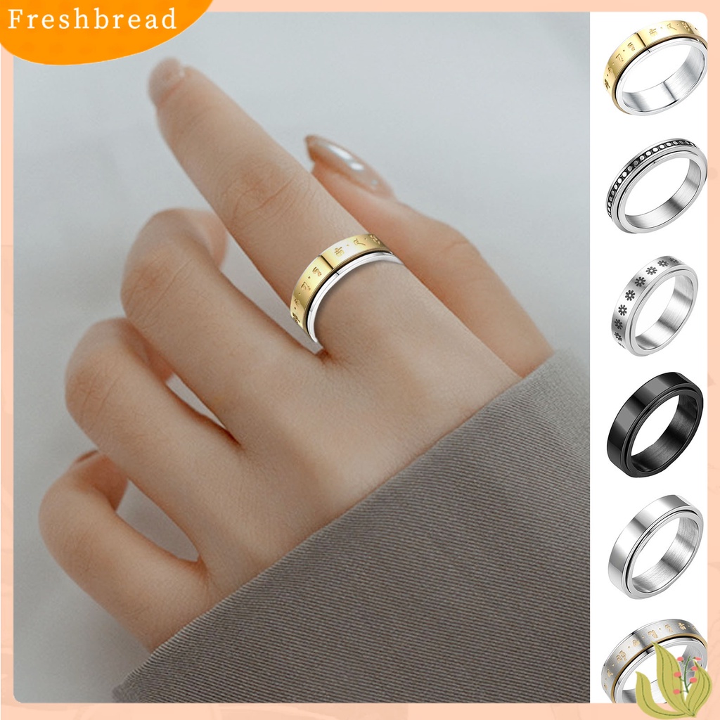 &lt; Freshbread &gt; Cincin Unisex Geometris Artistik Titanium Steel Cincin Jari Luar Yang Dapat Diputar Untuk Pesta