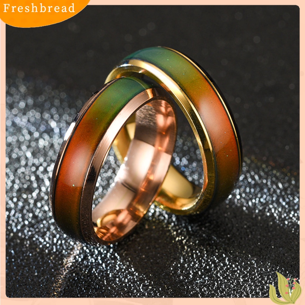 &lt; Freshbread &gt; Cincin Couple Berubah Warna Electroplating Temperature Sensing Sealing Glaze Hadiah Anniversary Bebas Alergi Tidak Luntur Suhu Klasik Mood Ring Untuk Pakaian Sehari-Hari