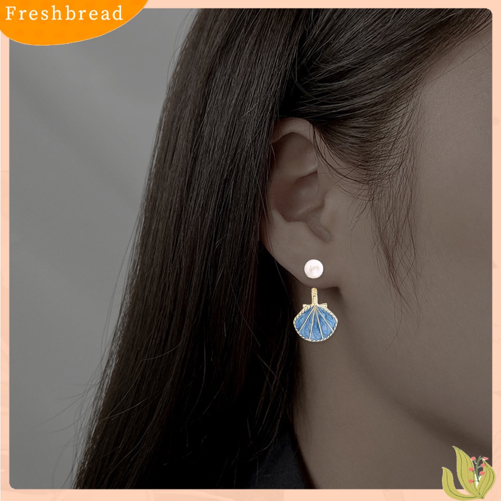 &lt; Freshbread &gt; 1pasang Anting Wanita Minimalis Desain Unik Ringan Mewah Elegan Temperamen Pakaian Sehari-Hari Paduan Mutiara Imitasi Kerang Menjuntai Anting-Anting Aksesoris Pesta