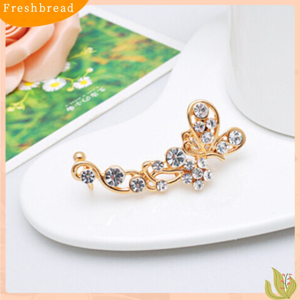 &lt; Freshbread &gt; 1Pc Wanita Manis Berlian Imitasi Bertatahkan Kupu-Kupu Kanan Telinga Manset Stud Earrings Jewelry