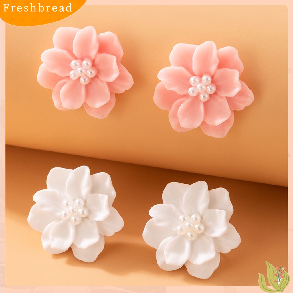 &lt; Freshbread &gt; 1pasang Anting Tusuk Anti Alergi Hias Temperamen Indah Hiperbole Bunga Anting Mutiara Imitasi Untuk Pacaran