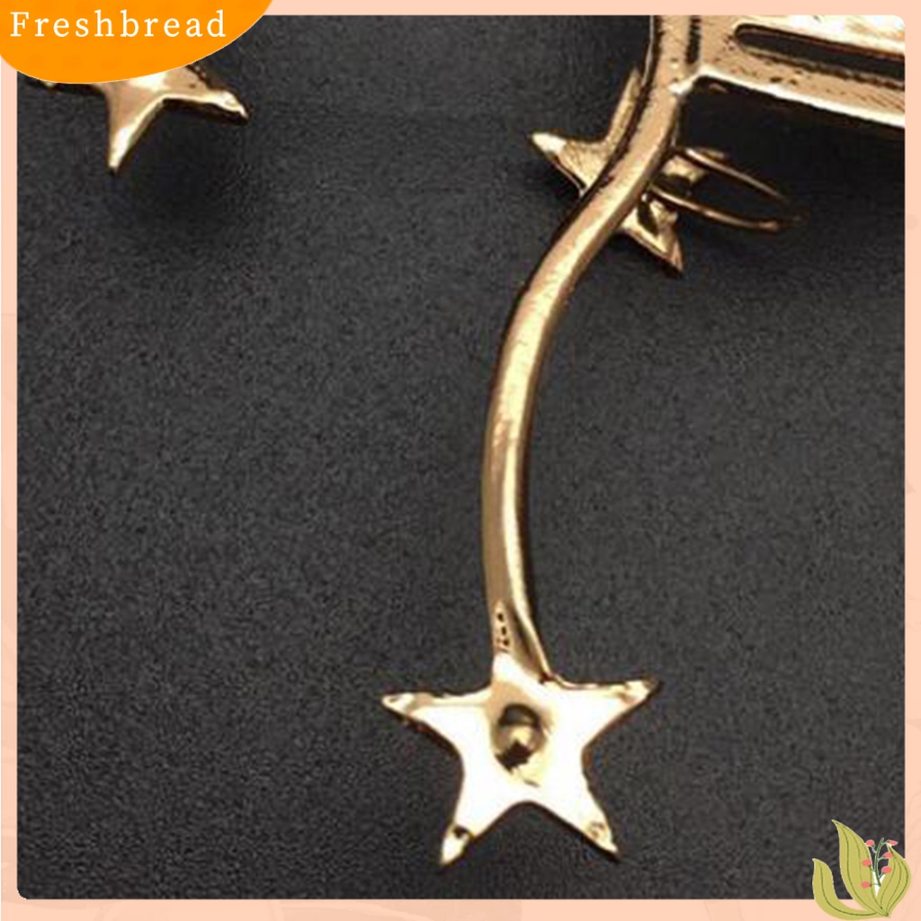 &lt; Freshbread &gt; 1Pc Klip Telinga Non Piercing Kristal Imitasi Mengkilap Geometris Electroplating Wanita Pentagram Berbentuk Kipas Telinga Manset Anting Perhiasan Dekorasi Hadiah Untuk Perjamuan