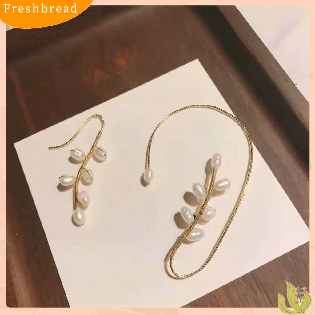 &lt; Freshbread &gt; 1Pc Klip Anting Berlian Imitasi Melengkung Bentuk Bunga Wanita Mutiara Imitasi Semua Pertandingan Telinga Manset Perhiasan Aksesoris