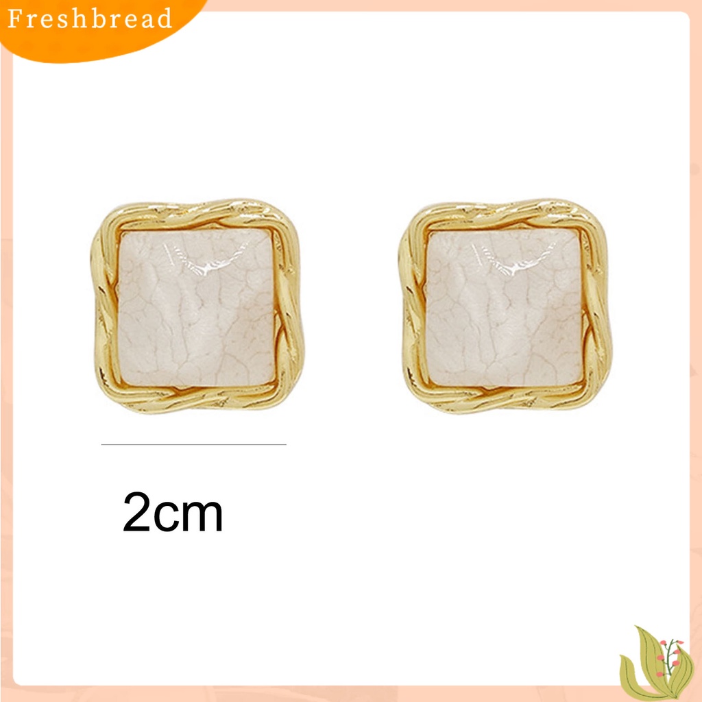 &lt; Freshbread &gt; 1pasang Ear Studs Square Anggun Temperamen Alloy Wanita Elegan Anting Tusuk Untuk Perjamuan