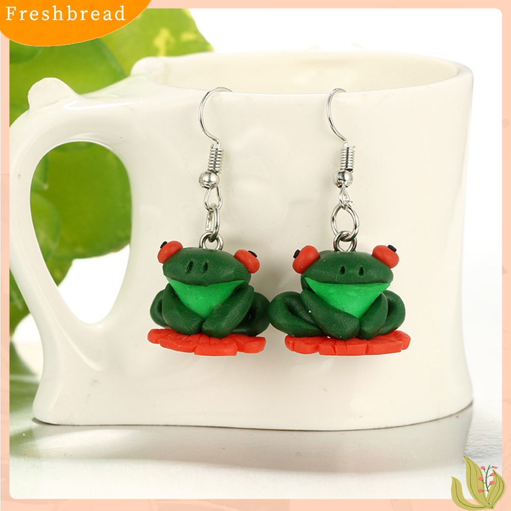 &lt; Freshbread &gt; Lucu Wanita 3D Kartun Hewan Polymer Clay Pendant Hook Anting Perhiasan Hadiah