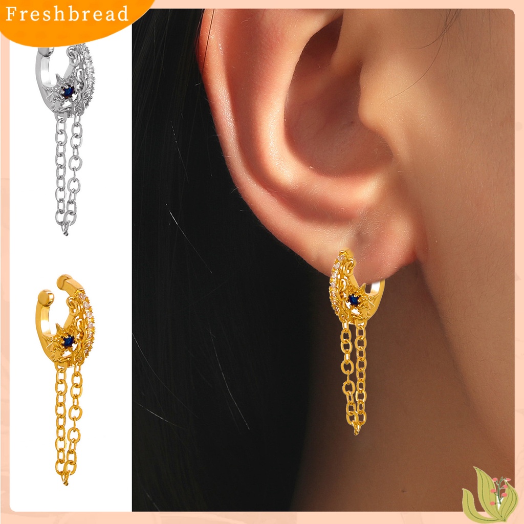 &lt; Freshbread &gt; 1Pc Klip Telinga Pengerjaan Indah Non-Piercing Tembaga Ear Cuff Fashion Anting Rumbai Untuk Pesta