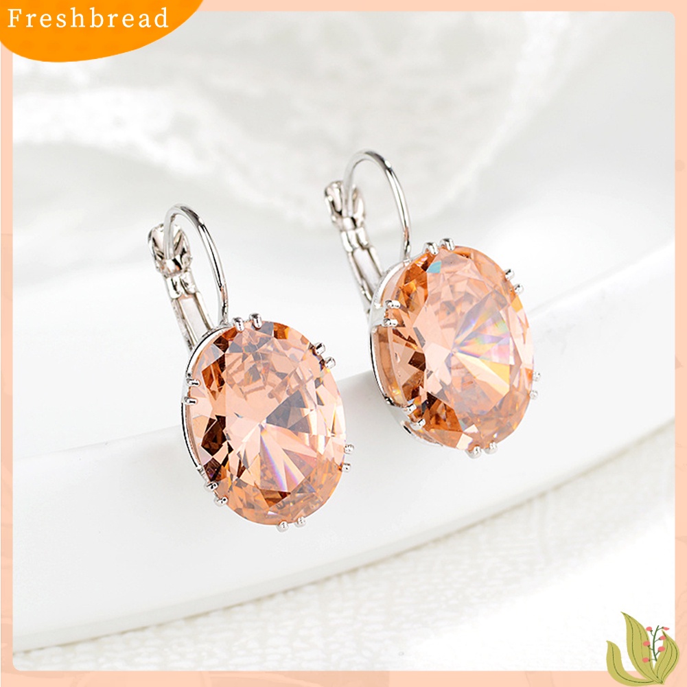 &lt; Freshbread &gt; Wanita Fashion Cubic Zirconia Menjuntai Huggie Anting Tindik Pesta Perhiasan Hadiah