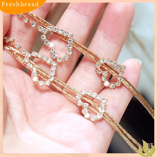 &lt; Freshbread &gt; Lady Berlian Imitasi Ganda Cinta Hati Drop Panjang Jumbai Rantai Menjuntai Anting Linear