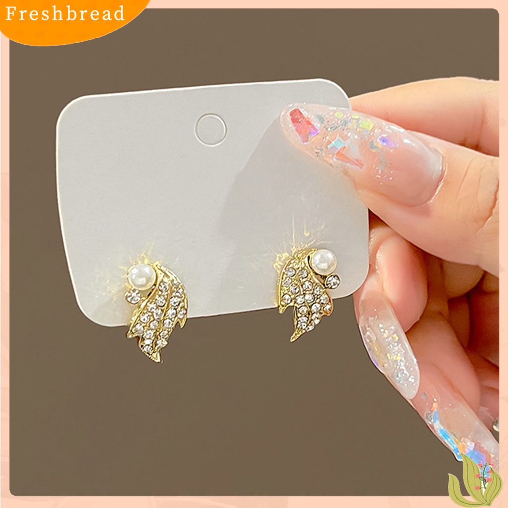 &lt; Freshbread &gt; 1pasang Ear Studs Geometric Shiny Full Rhinestones Sparkling Electroplating Hias Hadiah Wanita Maple Leaf Stud Earrings Musim Gugur Perhiasan Aksesori Busana