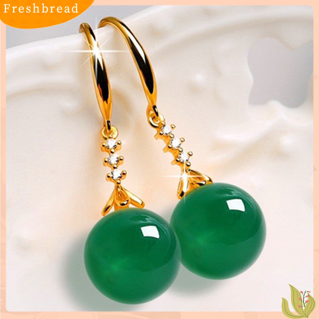 &lt; Freshbread &gt; 1pasang Anting Batu Akik Tidak Kebal Alergi Anggun Indah Pengerjaan Halus Shiny Bright Hook Earrings Untuk Perhiasan Fashion