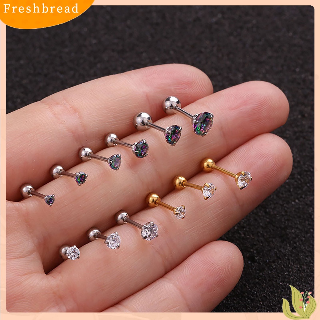 &lt; Freshbread &gt; 1Pc Anting Wanita Cubic Zirconia Kecil Perhiasan Aksesori Shiny Colorful Stud Earring Untuk Belanja