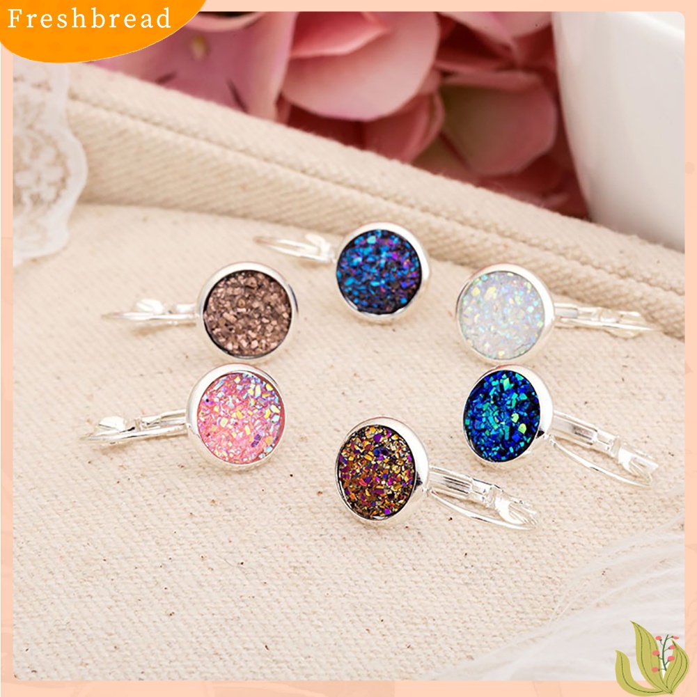 &lt; Freshbread &gt; Wanita Mewah Mengkilap Berlian Imitasi Drop Leverback Earrings Cocktail Pesta Hadiah