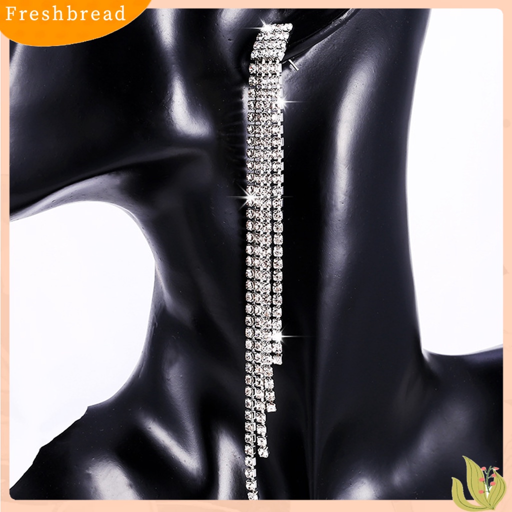 &lt; Freshbread &gt; 1pasang Drop Earrings Rhinestones Jumbai Perhiasan Bersinar Gaya Korea Anting Menjuntai Untuk Pesta Pernikahan Perjamuan Prom