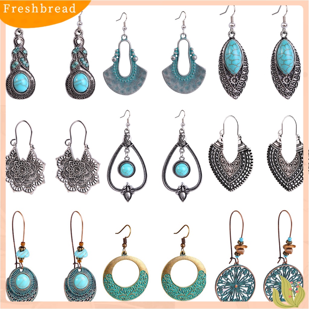 &lt; Freshbread &gt; 1pasang Anting Vintage Drop Fashionable Anting Bohemian Panjang Set Perhiasan Boho Untuk Travel