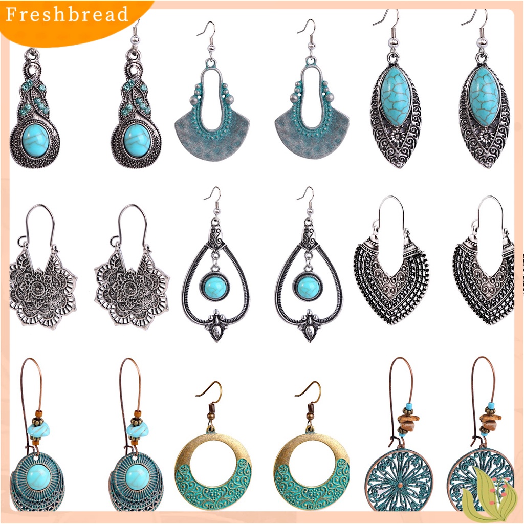 &lt; Freshbread &gt; 1pasang Anting Vintage Drop Fashionable Anting Bohemian Panjang Set Perhiasan Boho Untuk Travel