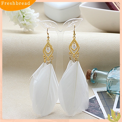 &lt; Freshbread &gt; 1pasang Lady Feathers Elegan Menjuntai Kait Pernikahan Prom Pesta Anting Hadiah