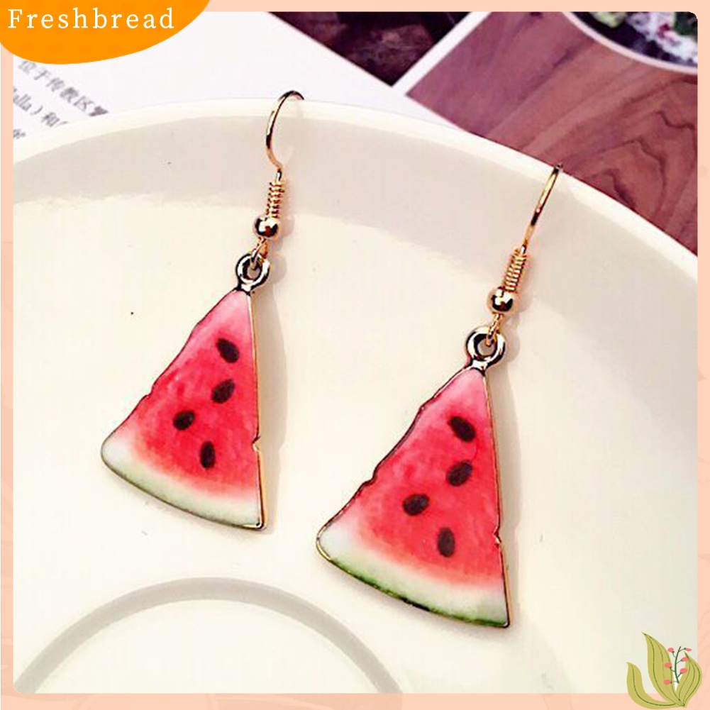 &lt; Freshbread &gt; Semangka Strawberry Orange Buah Lucu Liontin Wanita Kait Anting Perhiasan