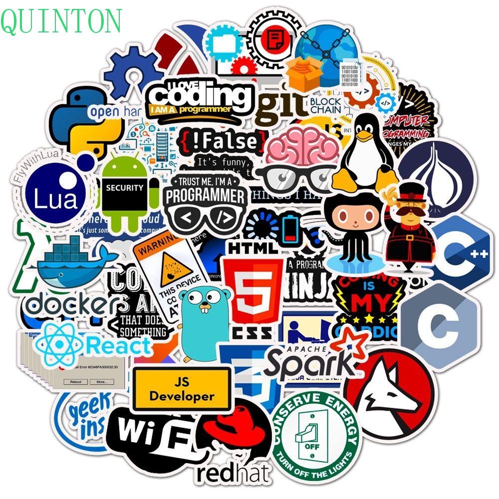 QUINTON 50Pcs/Lot Java Stickers DIY Toy Sticker Programming Language Programmer Internet Stickers For Laptop Skateboard Notebook Graffiti Stickers Waterproof Stickers Poster Stationery Sticker Graffiti Sticker Sticker Decals