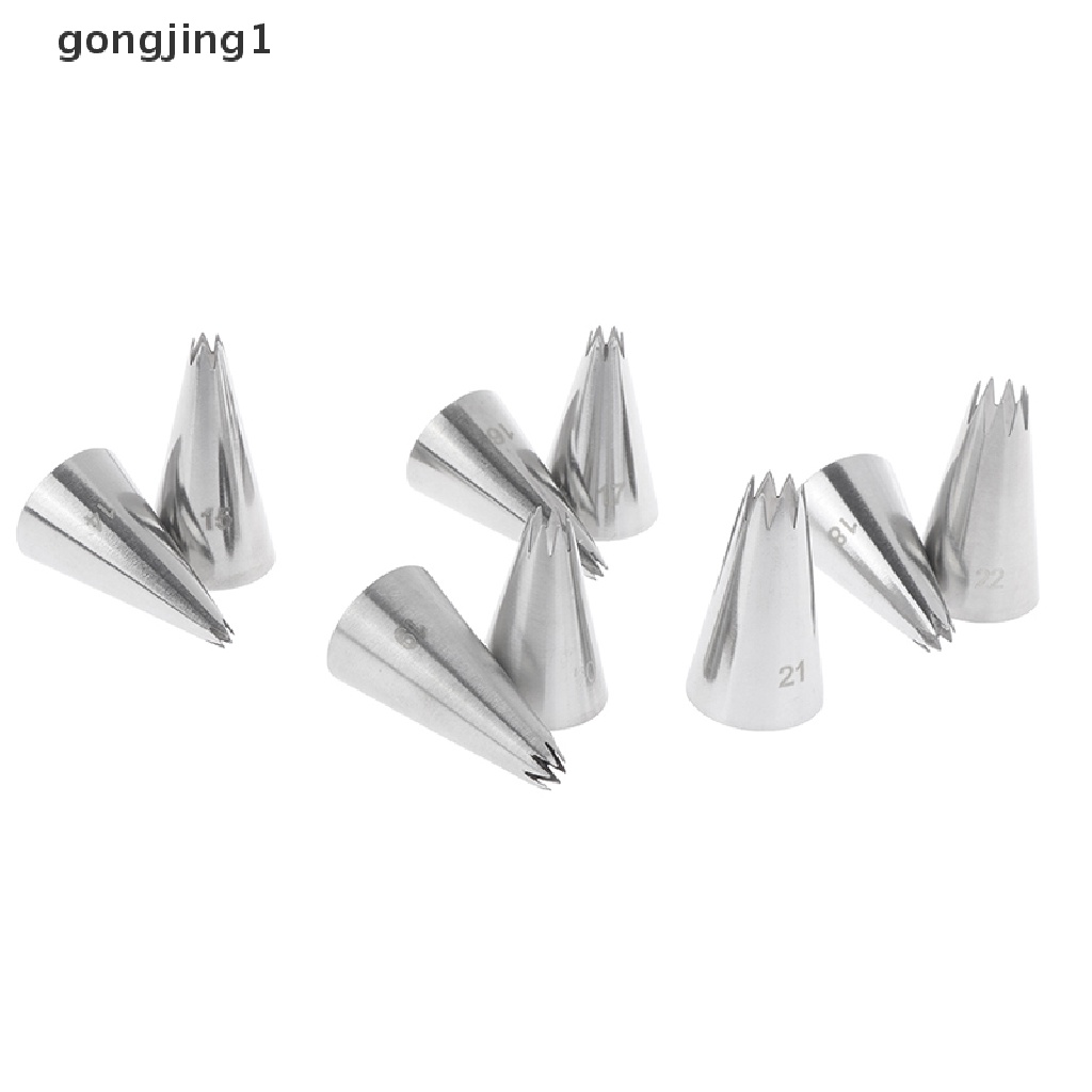Ggg 9pcs Open Star Cream Piping Nozzle Dekorag Kue Set Metal Pastry Bag Tips ID