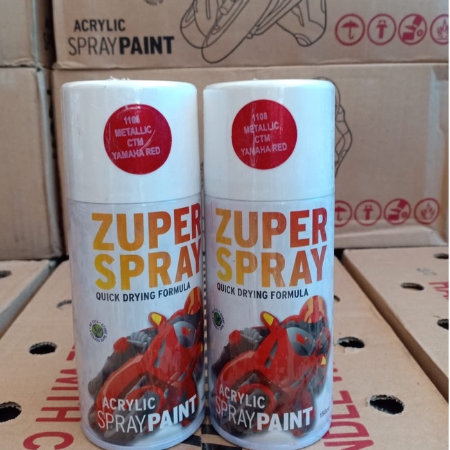 Zuper Spray Paint Pilok Pilox Warna Metallic Yamaha Red / Merah Metalik (1108) 150cc/150ml