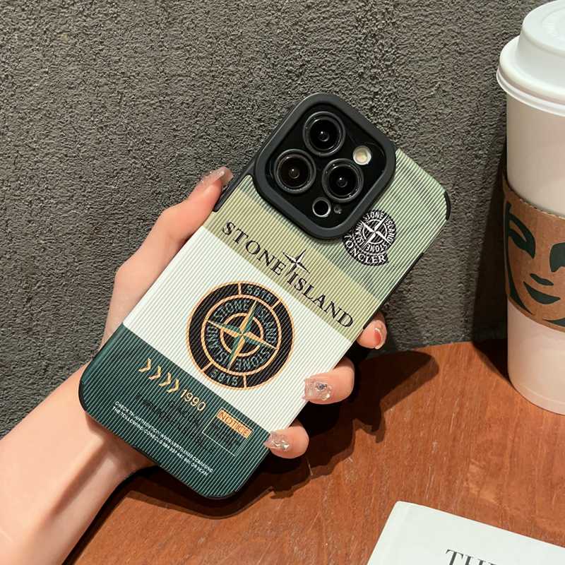 Leather Black Fashion Soft Case iP iPhone 7 8 Plus SE 2020 X XR XS Max 11 12 13 14 Pro Max 14 Plus Green Black Phone Case Camera Protect Men's 1990 STONE