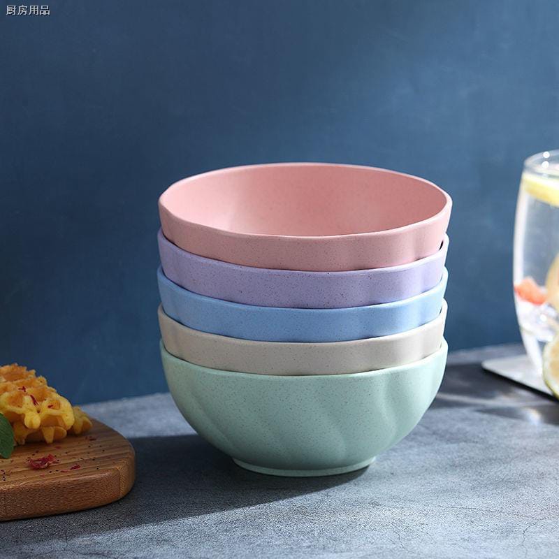 Murah Lebay S235 Mangkok Gelombang Wheat Straw Plastik Mangkuk Kuah Sup Bowl Warna Warni