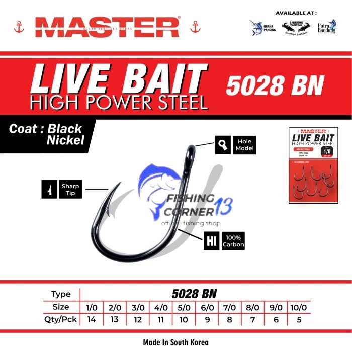 MASTER LIVE BAIT 5028BN / KAIL MASTER - 1/0