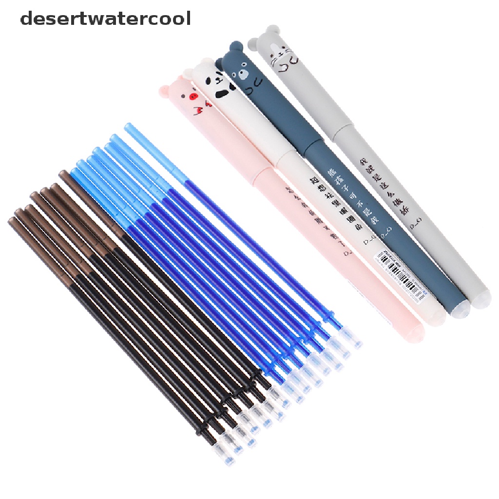 Deid 24pcs Animals Erasable Pen 0.5mm Erasable Pen Refills Batang Alat Tulis Bisa Dicuci Martijn