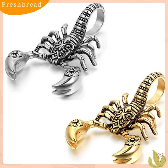 {In Stock} Kalung Pendek Pria Punk Vintage Ukir Scorpion Liontin Tali Kulit Imitasi